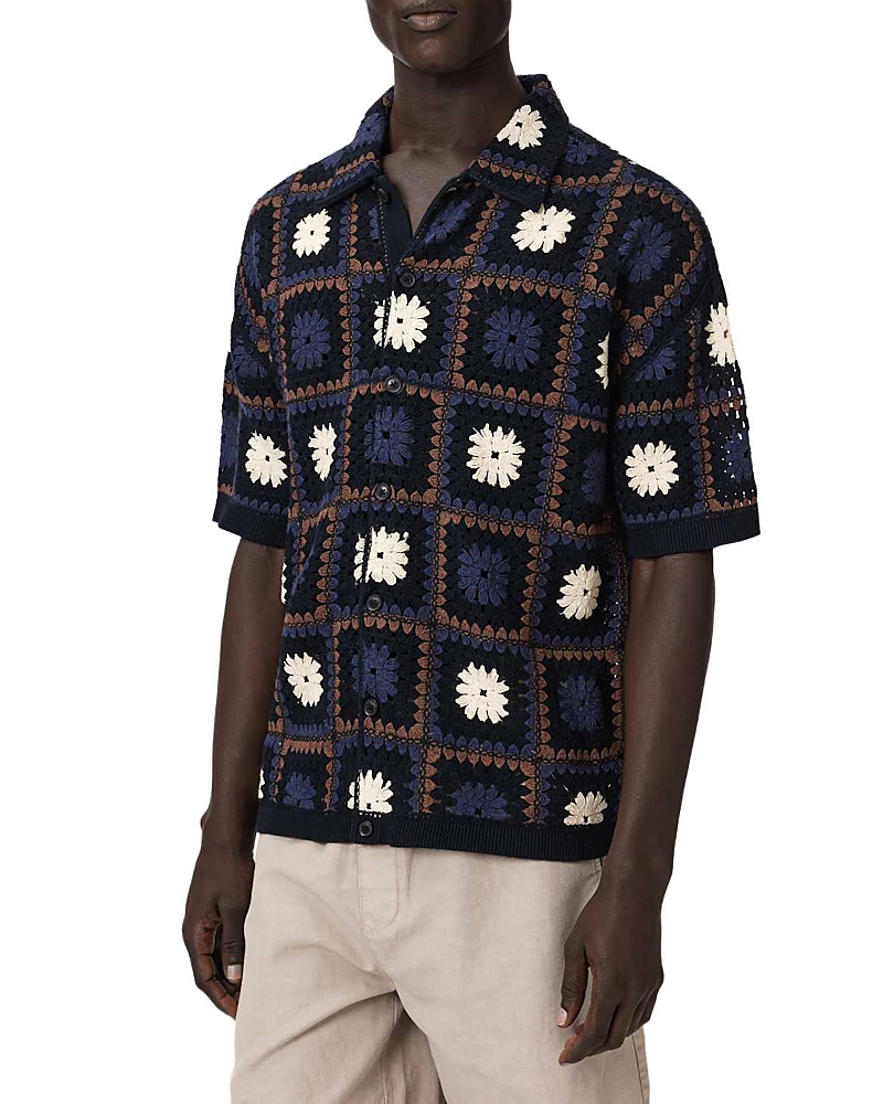 Allsaints Mandon Cotton Short Sleeve Cardigan Sweater