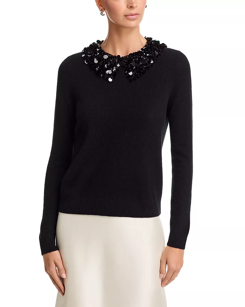 C by Bloomingdale's Cashmere Embellished Crewneck Cashmere Sweater, Exclusive