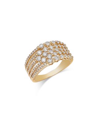 Diamond Multirow Statement Ring in 14K Yellow Gold, 1.0 tcw