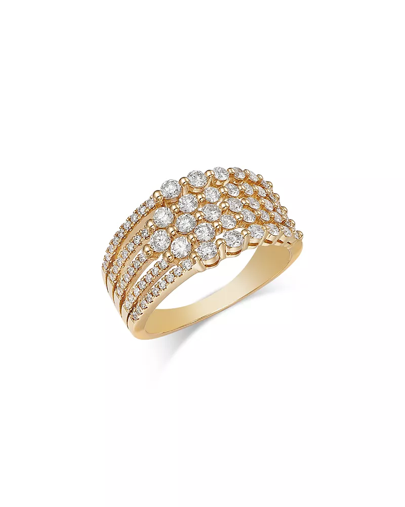 Bloomingdale's Fine Collection Diamond Multirow Statement Ring in 14K Yellow Gold, 1.0 tcw