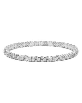 18K White Gold Diamond Stretch Bracelet, 3.1 tcw