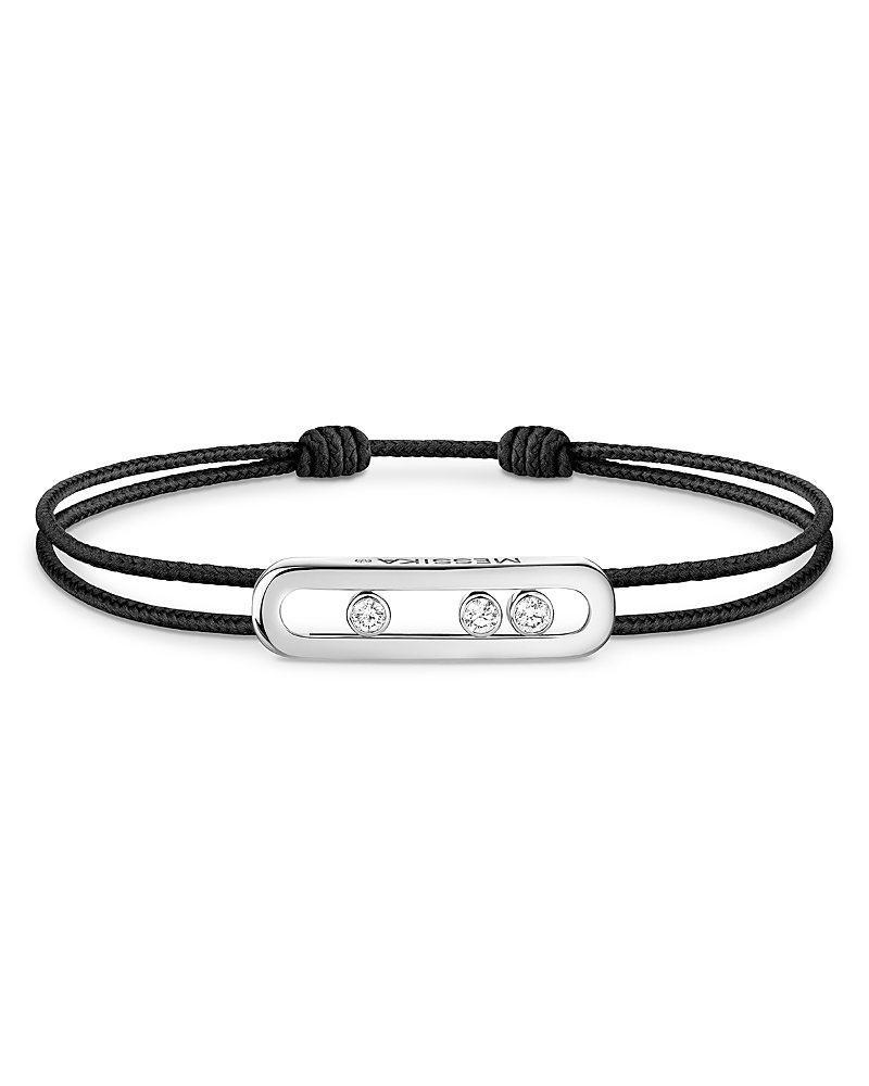 Messika 18K White Gold Messika Cares Diamond Black Cord Slider Bracelet, 0.09 tcw