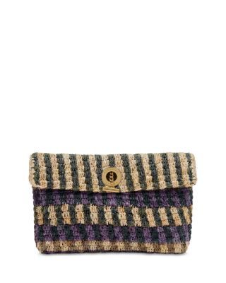 Anchor Medium Striped Raffia Clutch