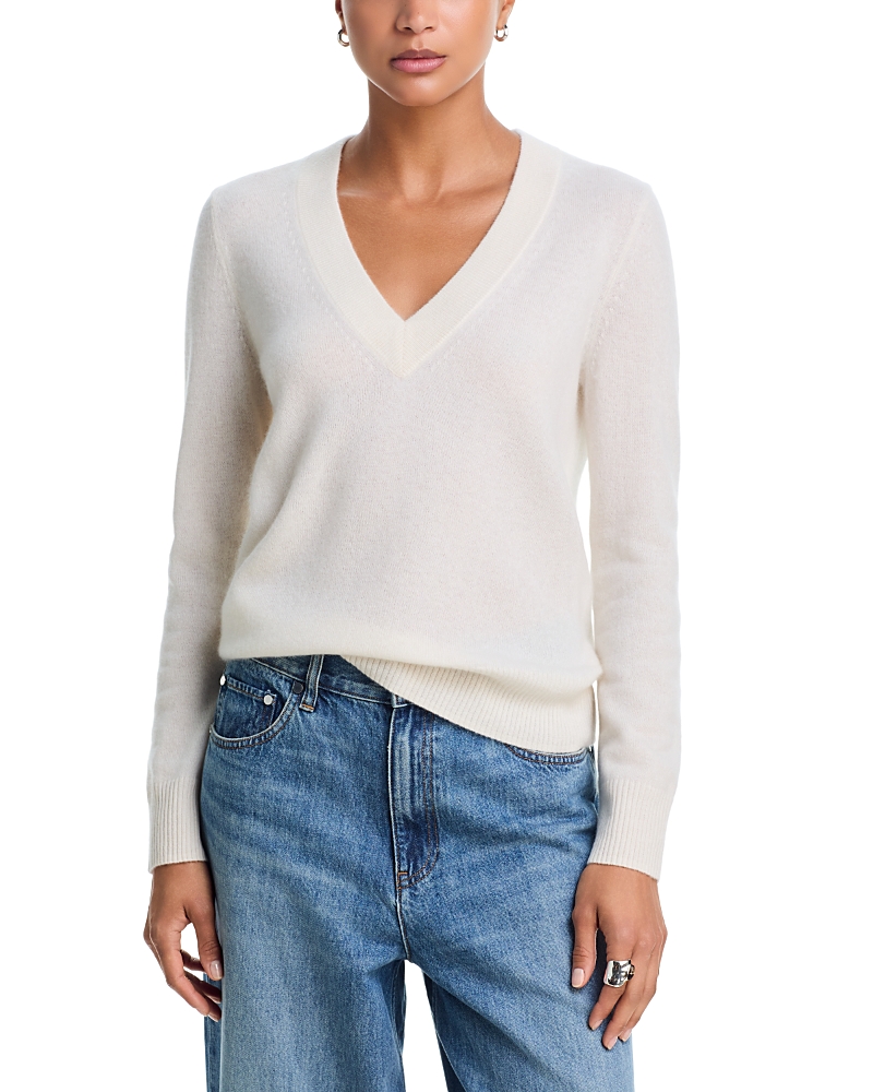 Aqua 100% Cashmere V Neck Sweater - Exclusive