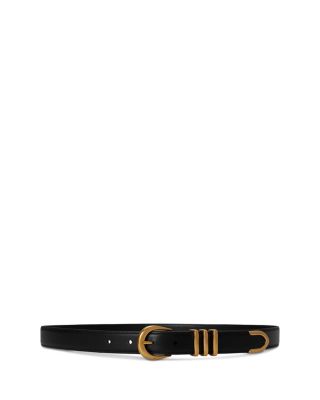 Metal Keeper Leather Skinny Belt