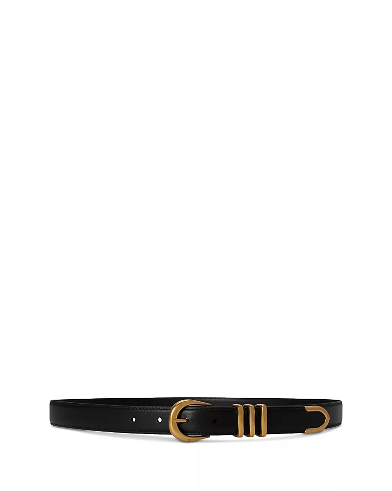 Lauren Ralph Lauren Metal Keeper Leather Skinny Belt