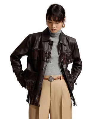 Fringe Trim Leather Shirt