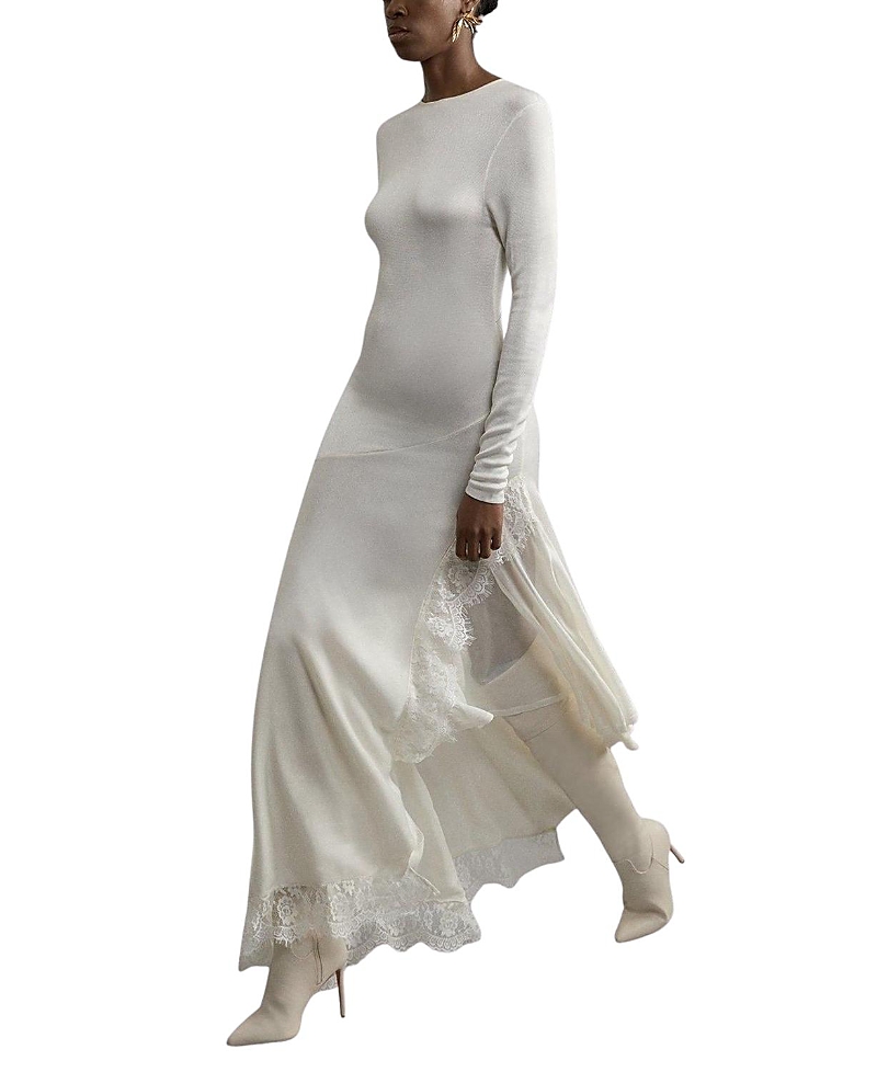 Karen Millen Slinky Lace Asymmetric Maxi Dress