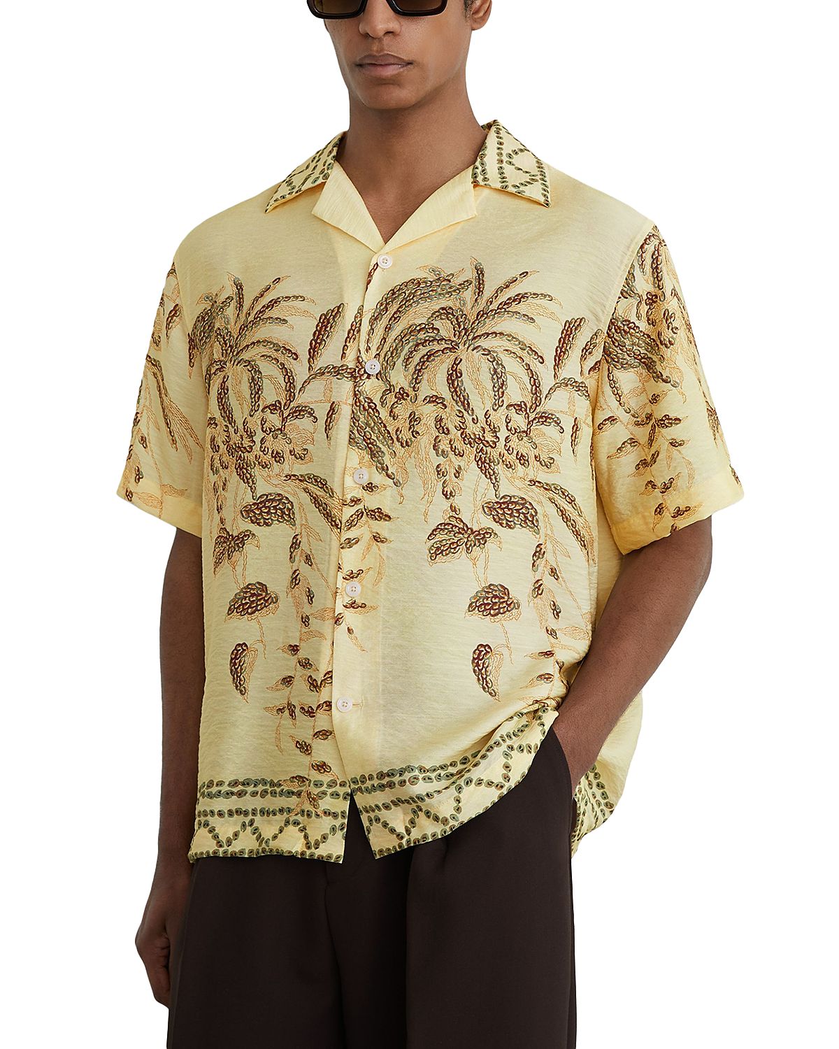 Reiss Camino Palm Print Shirt