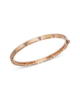 18K Rose Gold Love in Verona Diamond Flower Bangle Bracelet, 0.10 tcw