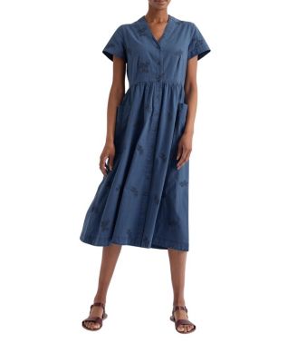 Fowen V-Neck Shirt-Style Midi Dress