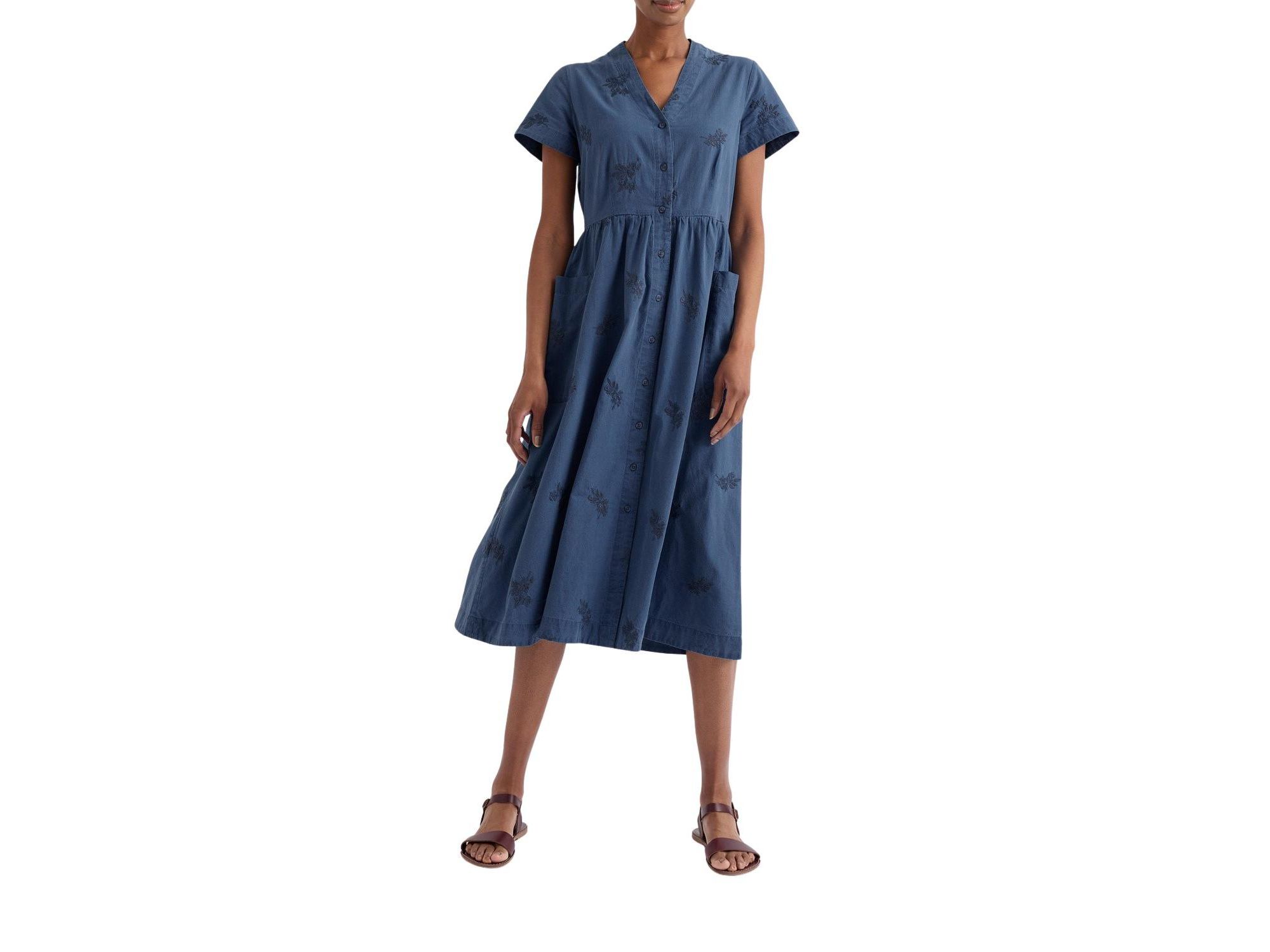Fowen V-Neck Shirt-Style Midi Dress - Image 1