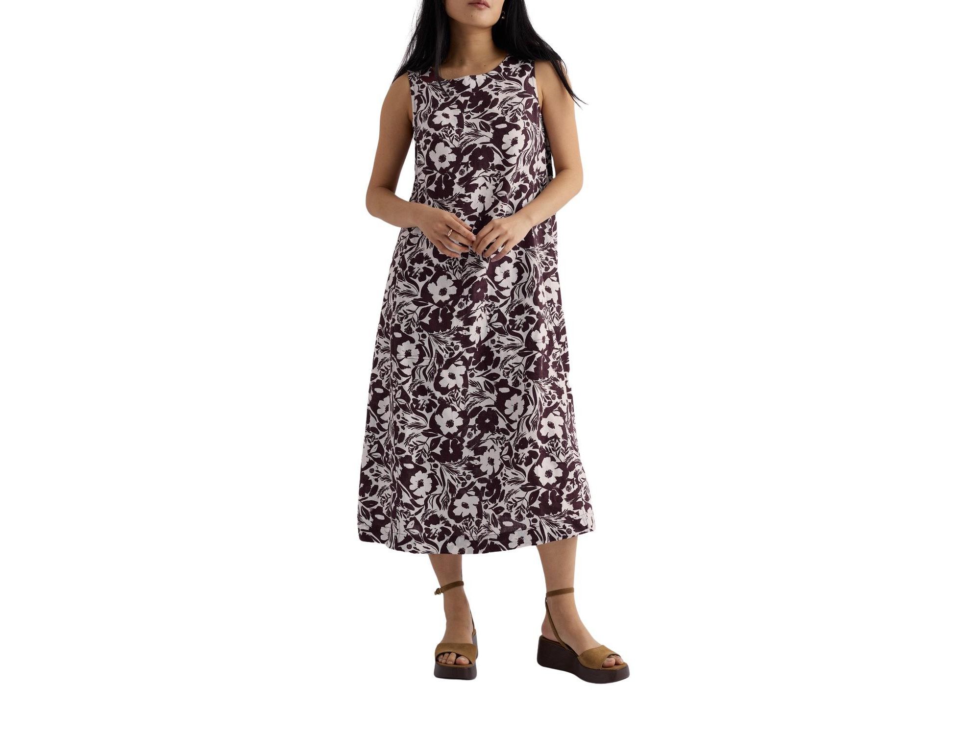 Sleeveless Linen A-Line Dress - Image 1