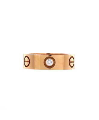  Love 3 Diamonds Band Ring 18K Rose Gold with Diamonds