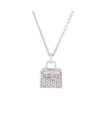 Kelly Amulette Pendant Necklace 18K White Gold and Diamonds, 15.5"