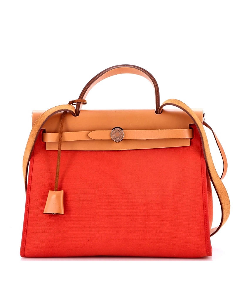 Pre-Owned HERMES 31 Herbag Zip Leather and Toile