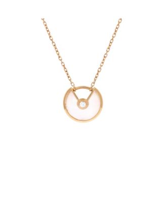  XS Amulette de Cartier Pendant Necklace 18K Gold with Mother of Pearl and Diamond, 16.25"