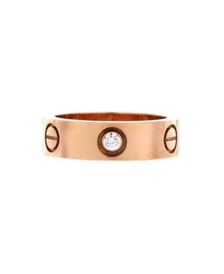  Love 3 Diamonds Band Ring 18K Rose Gold with Diamonds