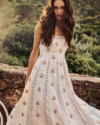 aqua floral embroidered dress Aqua Mist Midi Dress– Teuta Matoshi main image 0