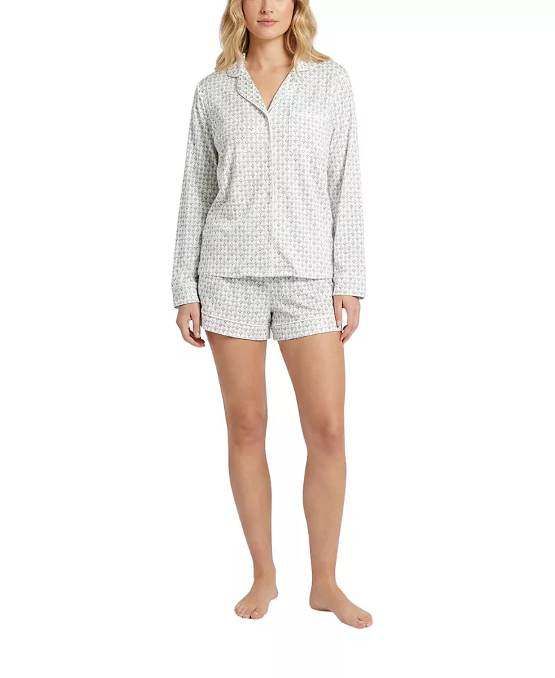 Motette Lavender Lane Long Sleeve & Shorts Bamboo Pajama Set