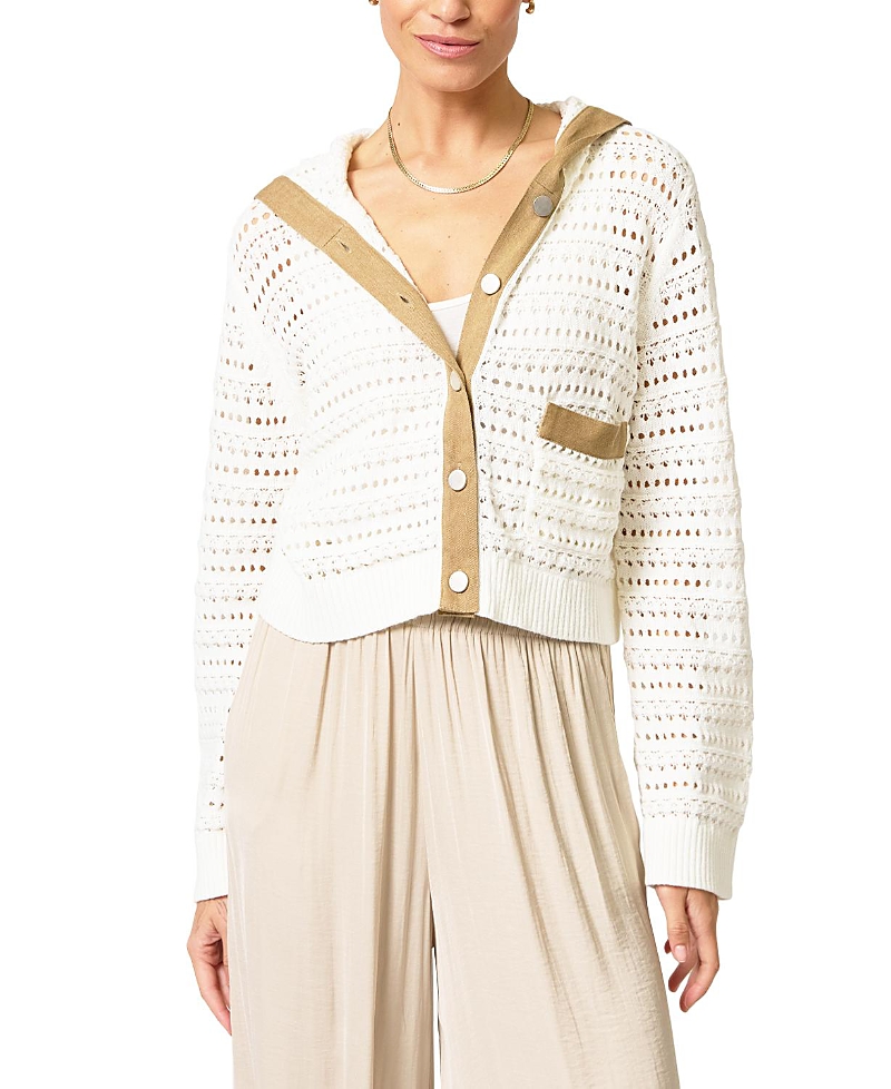 Central Park West Women's Avery Mixed Media Hooded Cardi