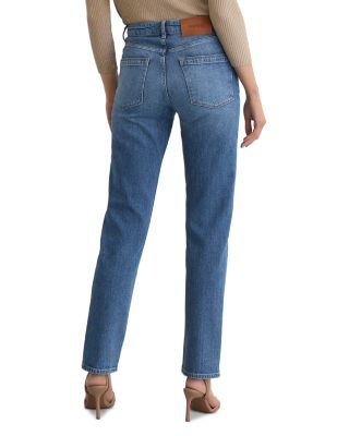 Aubrey High Rise Slim Straight Jeans in Mid Blue - thumbnail 3