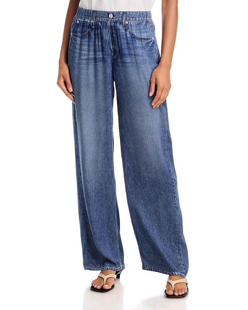 rag & bone Miramar Slink High Rise Wide Leg Sweatpant Jeans in Lagoon
