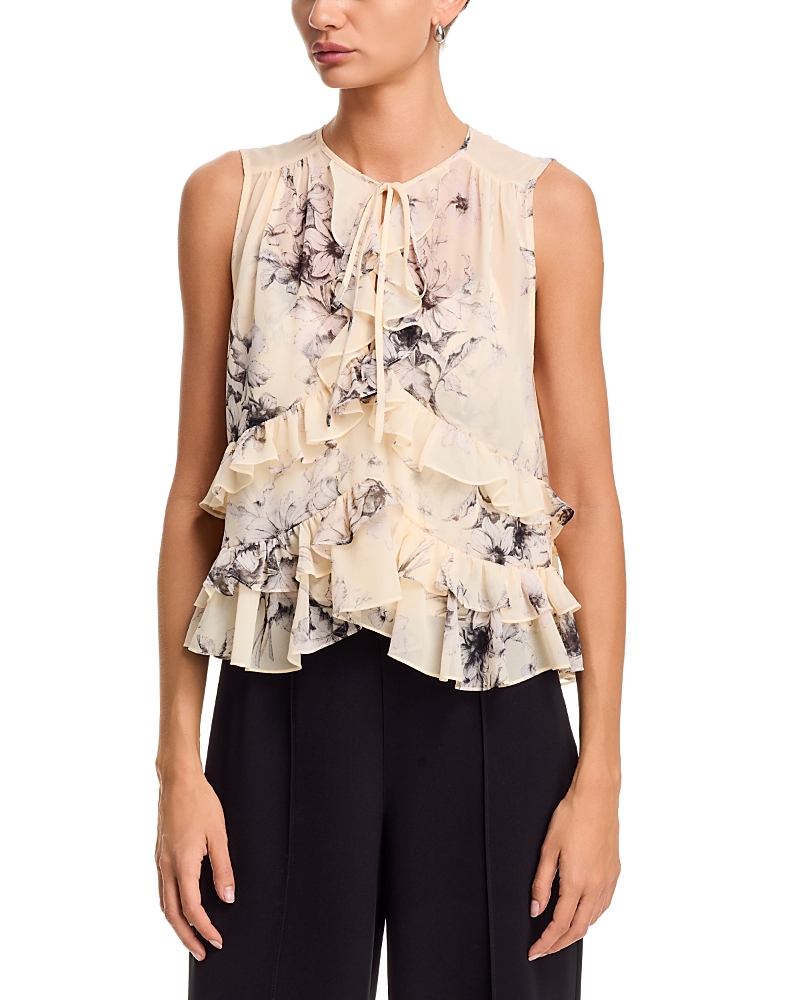 Cinq a Sept Hand Sketched Floral Top