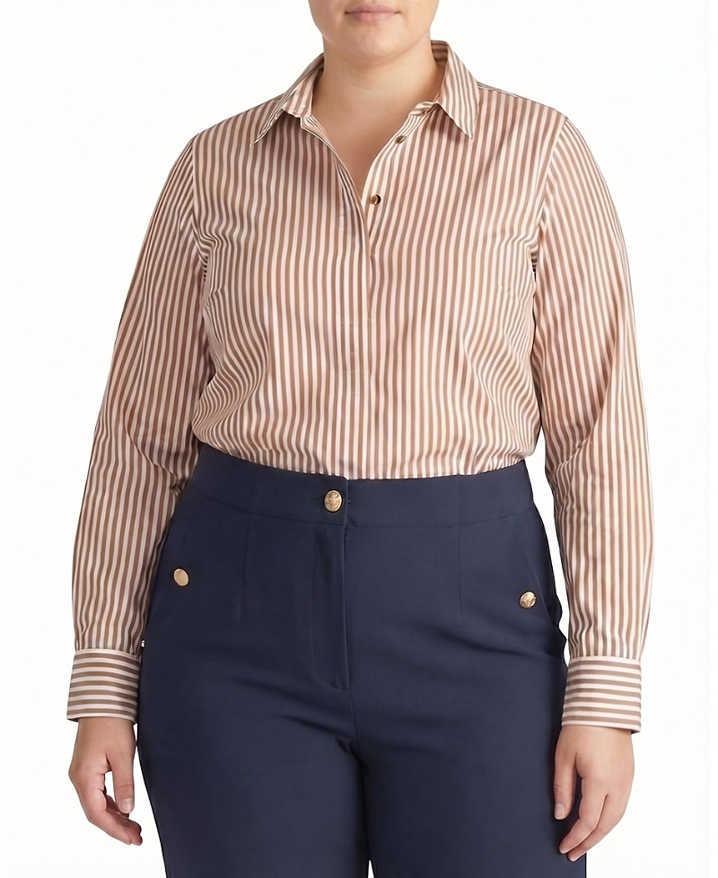 Universal Standard Women's Plus Elbe Popover Stretch Poplin Shirt Classic Fit