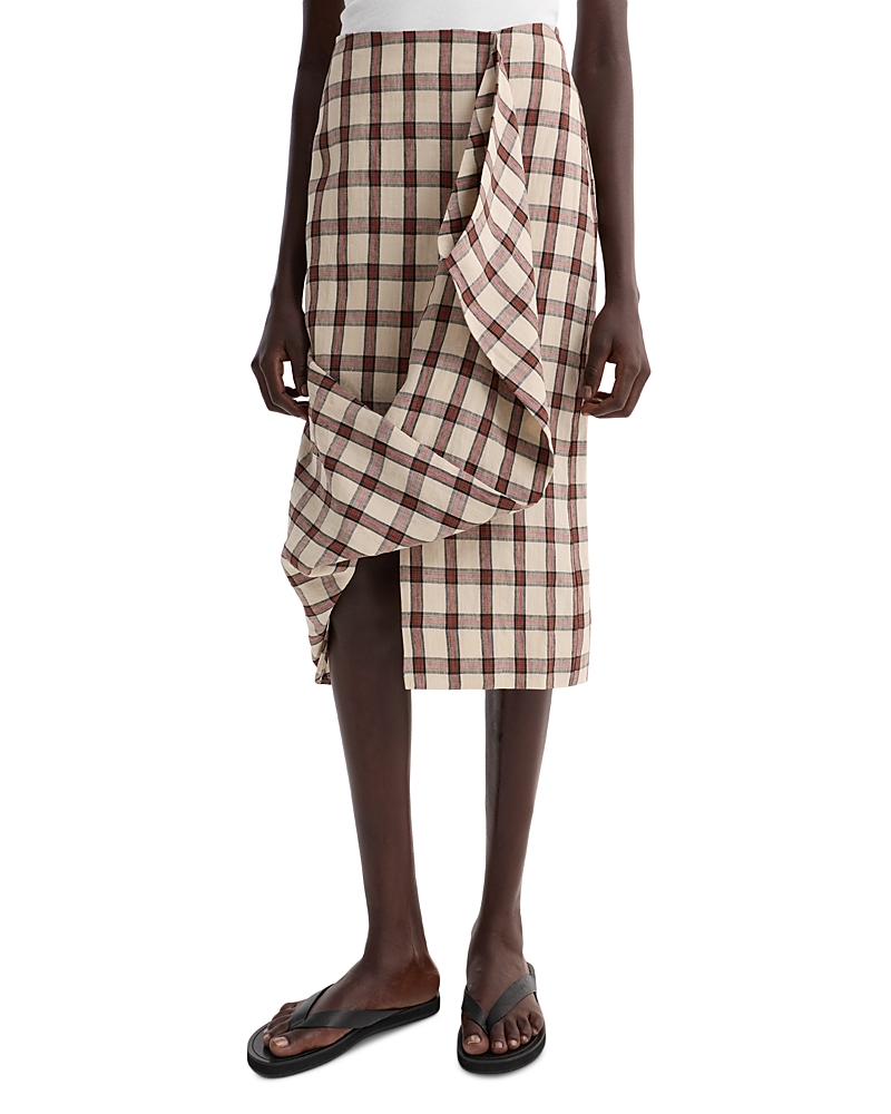 Rohe Linen Draped Check Skirt