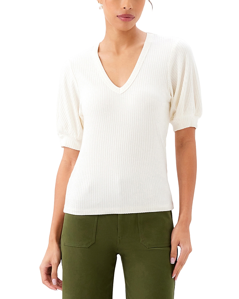 Karen Kane Ribbed Puffed Sleeve Top