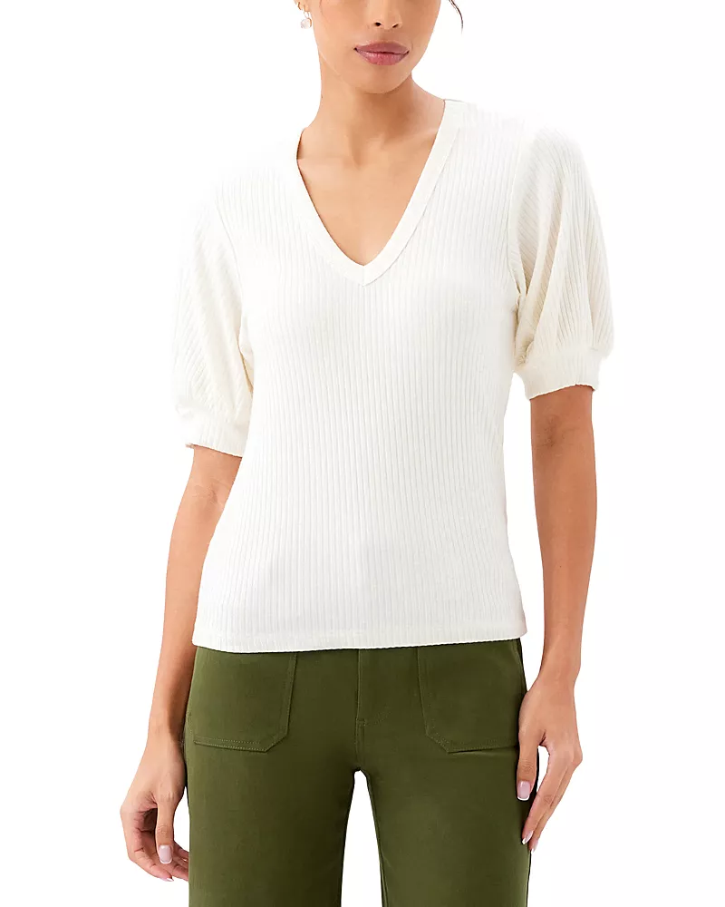 Karen Kane Ribbed Puffed Sleeve Top