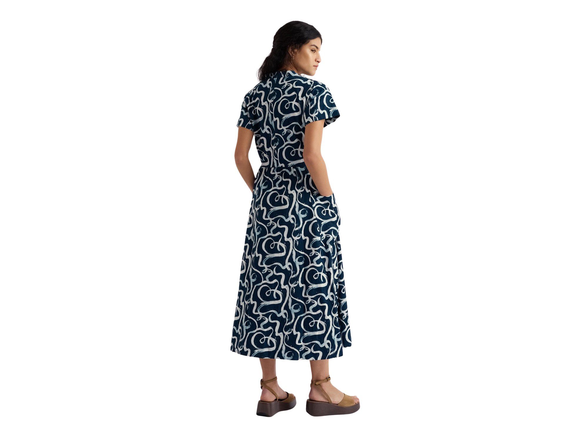 Fowen V-Neck Shirt-Style Midi Dress — Image 8