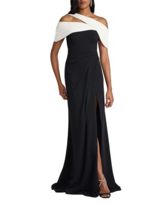  Sumit One-Shoulder Drape Gown