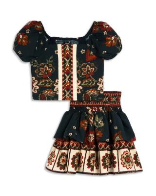 Girls' Short Sleeved Braided Trim Top & Smocked Waist Skirt, Big Kid - Exclusive