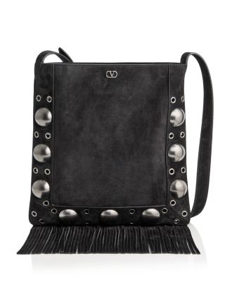 VLogo Nellc&ocirc;te Fringe Suede Medium Shoulder Bag