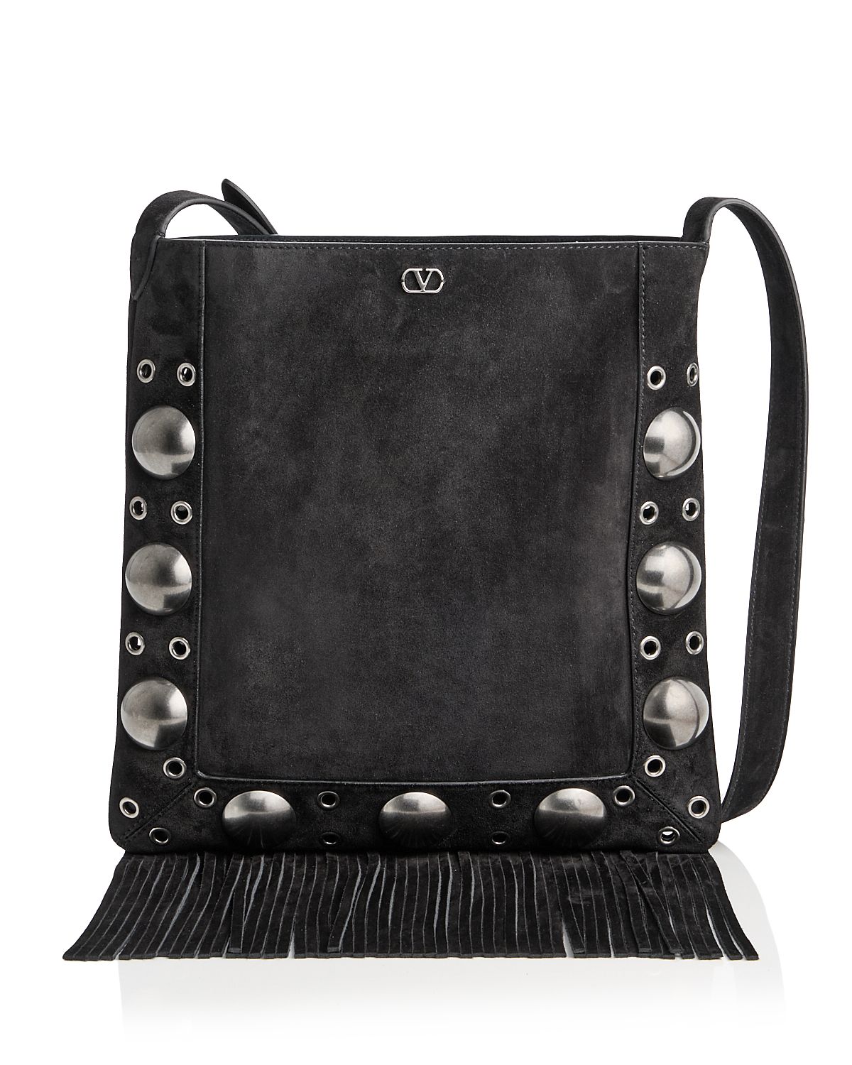 Valentino Garavani VLogo Nellcote Fringe Suede Medium Shoulder Bag