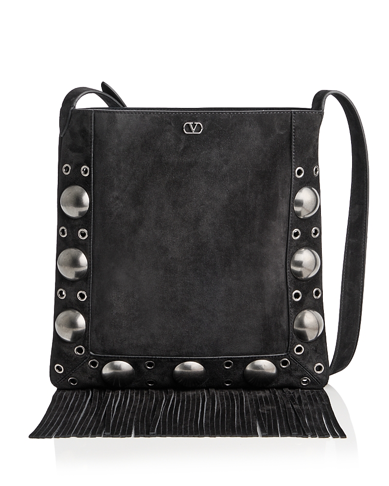 Valentino Garavani VLogo Nellcote Fringe Suede Medium Shoulder Bag