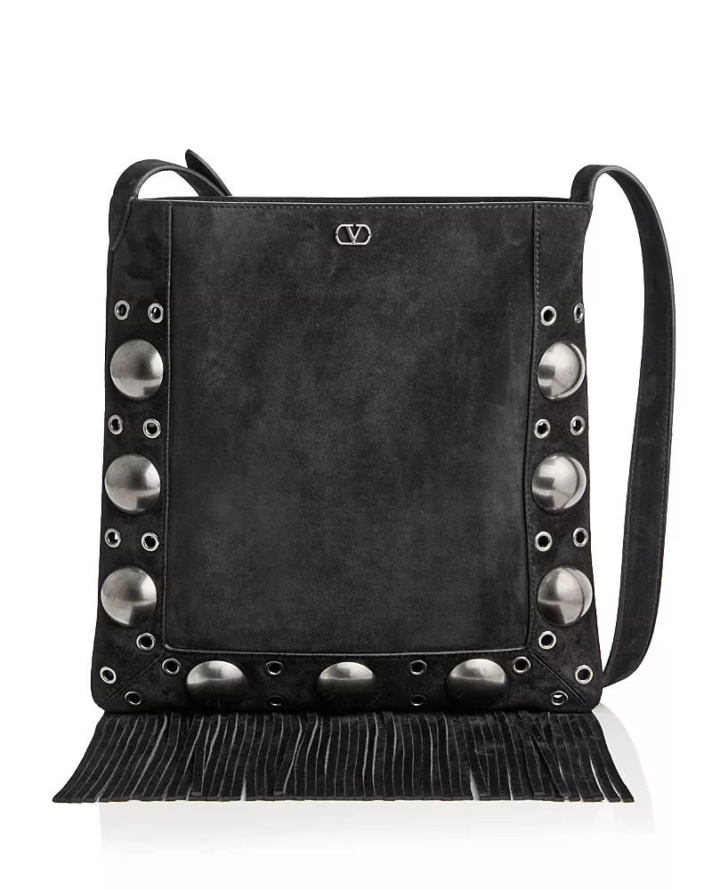 Valentino Garavani VLogo Nellcote Fringe Suede Medium Shoulder Bag