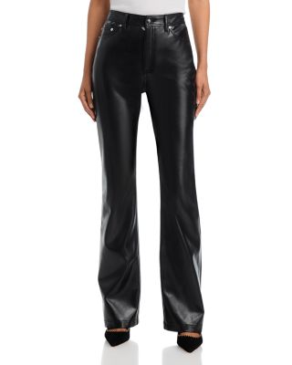 Stevie Faux Leather Mid Rise Bootcut Jeans in Black