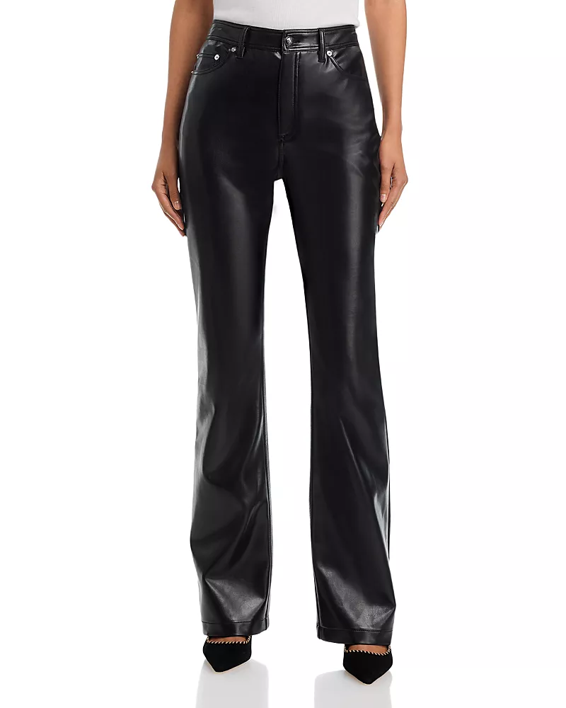 Cinq a Sept Stevie Faux Leather Mid Rise Bootcut Jeans in Black