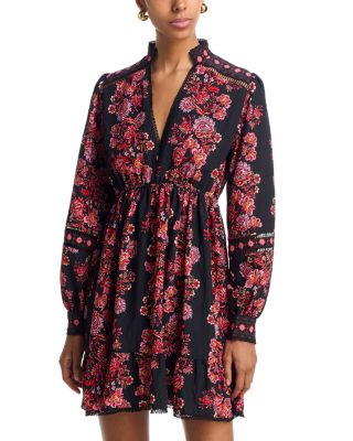 Placed Floral Long Sleeve Mini Dress - Exclusive