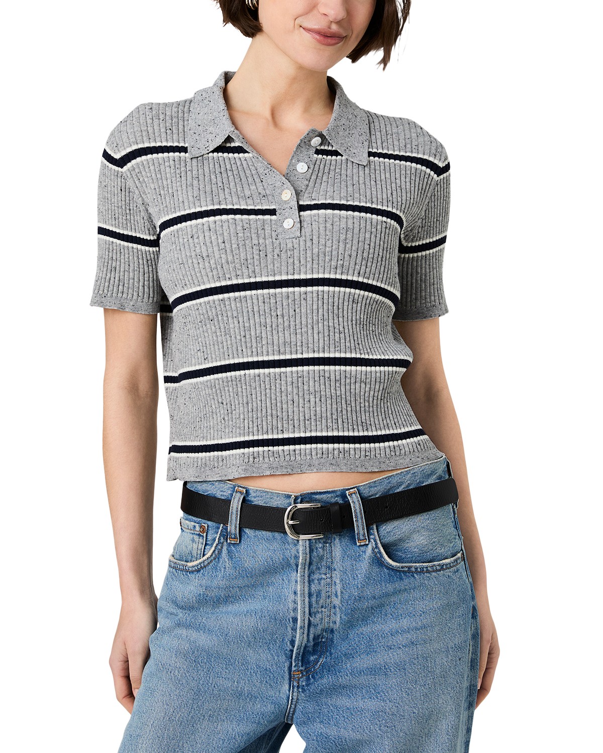 French Connection Mason Knit Varsity Stripe Polo Sweater