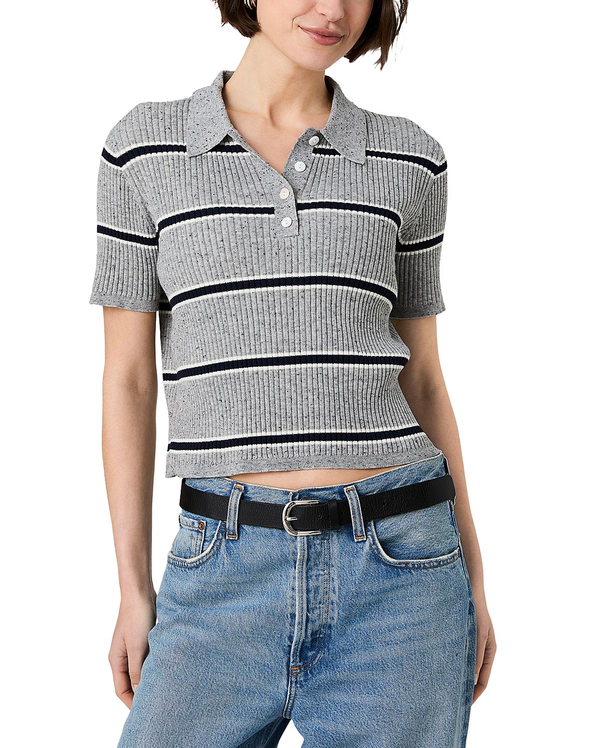 French Connection Mason Knit Varsity Stripe Polo Sweater