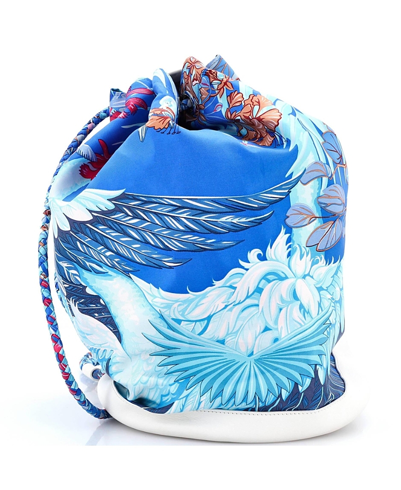 Pre-Owned HERMES Medium Soie Cool Handbag Printed Silk and Calfskin