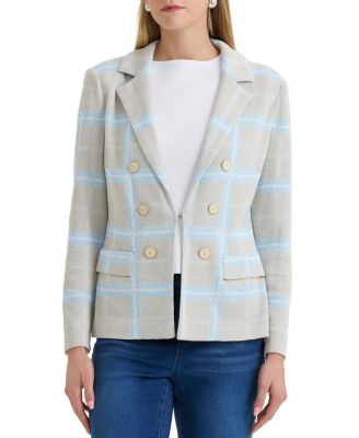  Plus Size Plaid Knit Blazer