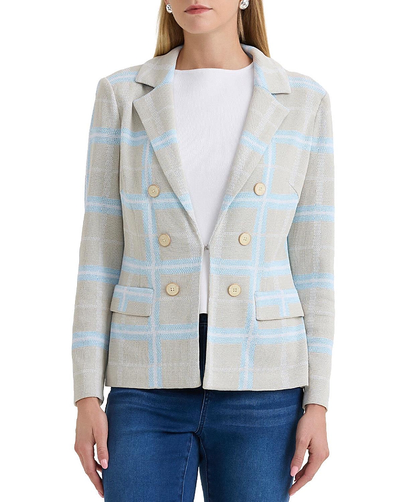 Ming Wang Plus Plaid Knit Blazer