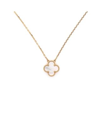  Vintage Alhambra Pendant Necklace 18K Gold and Mother of Pearl, 16.5"