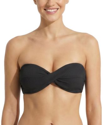 Loryn Twist Bandeau Textured Bikini Top