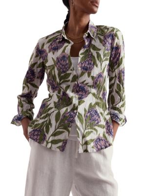 Larissa Crinkled Cotton 3/4 Sleeve Shirt